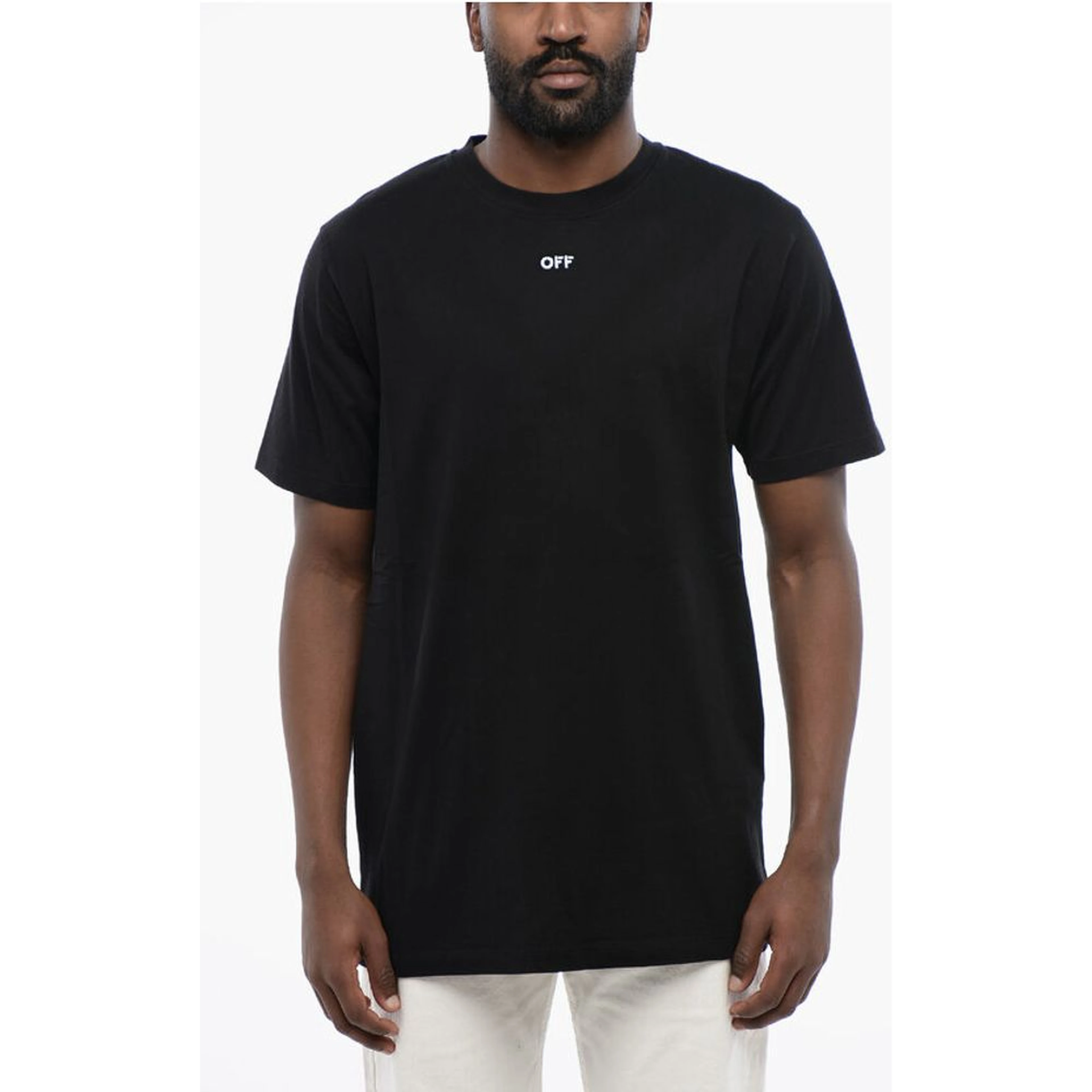 Black Cotton ARROW Crew-neck T-shirt