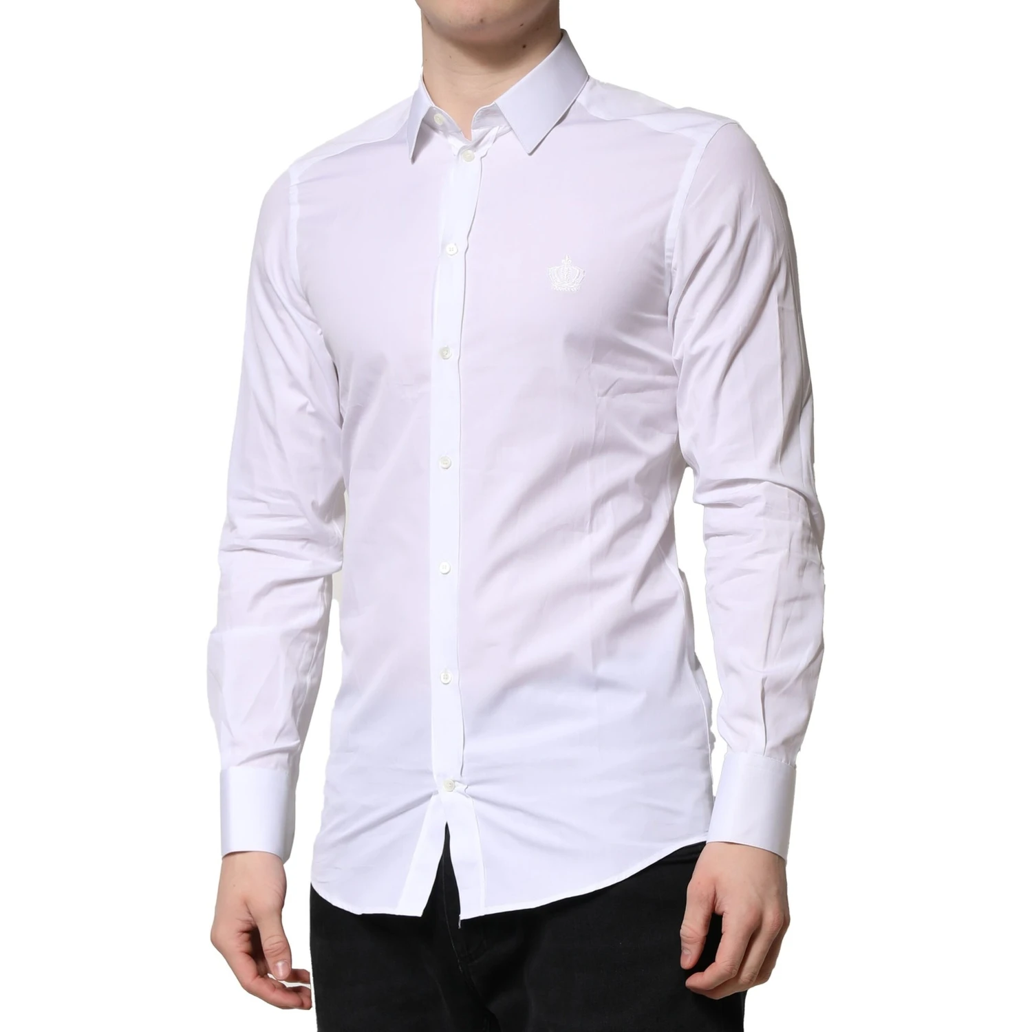 White GOLD Long Sleeves Men Dress Formal Shirt