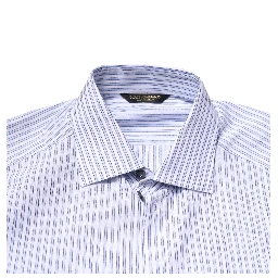 White Blue Striped Cotton Dress Formal Shirt