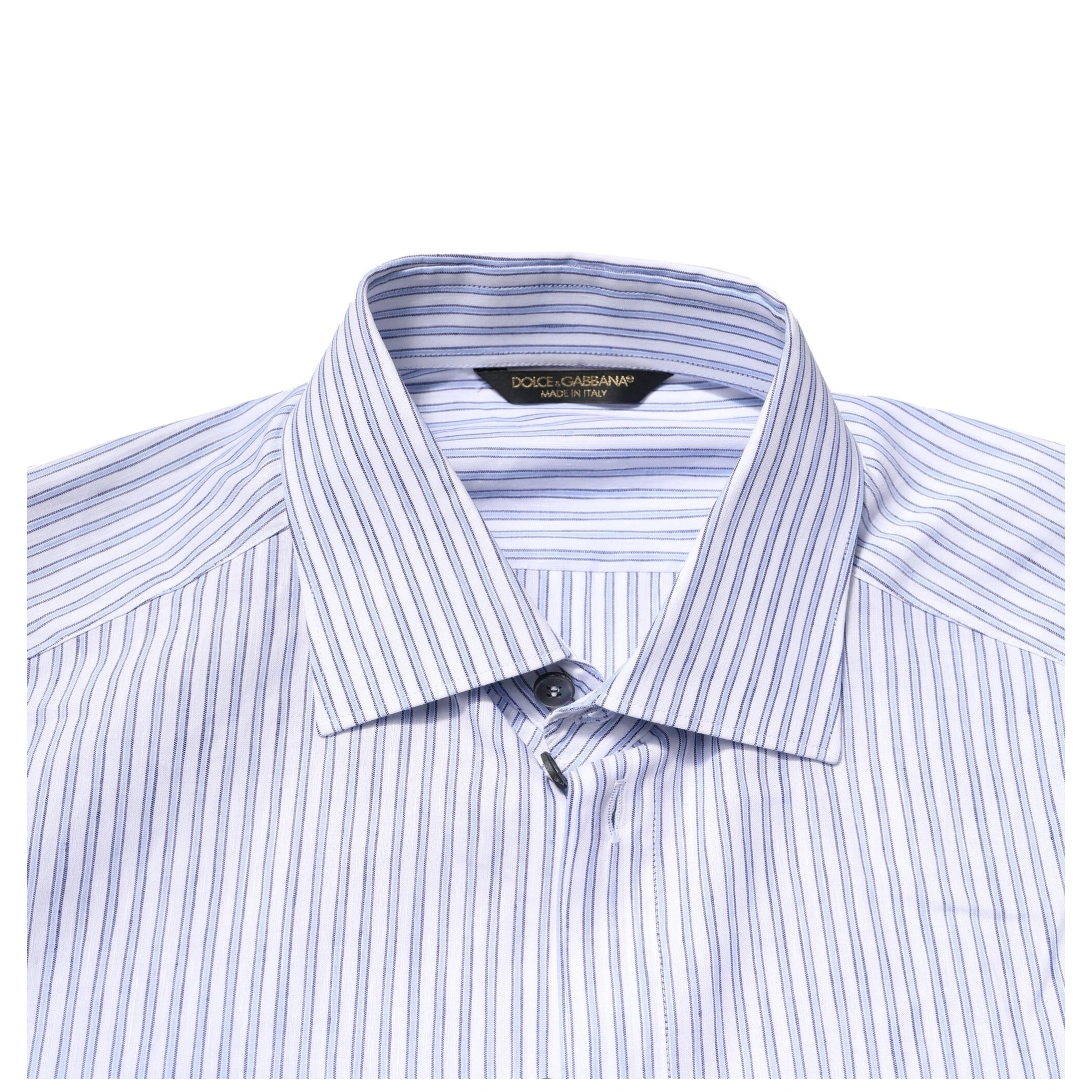 White Blue Striped Cotton Dress Formal Shirt