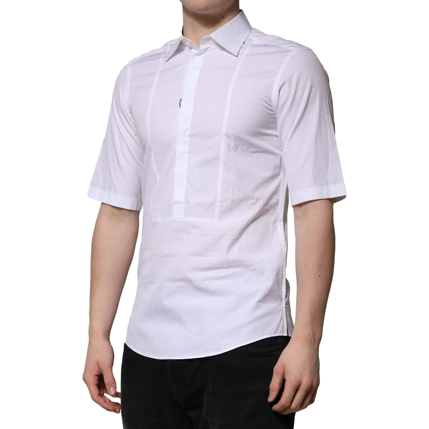 White Cotton Short Sleeves Dress Formal Shirt
