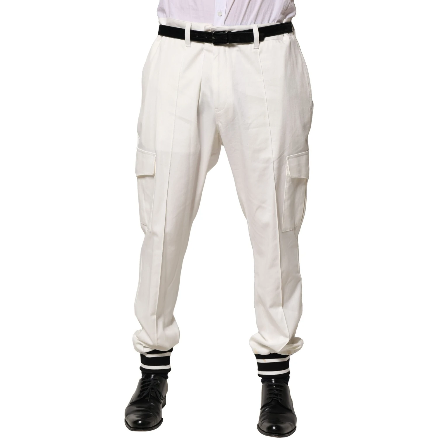 White Cotton Cargo Jogger Men Pants