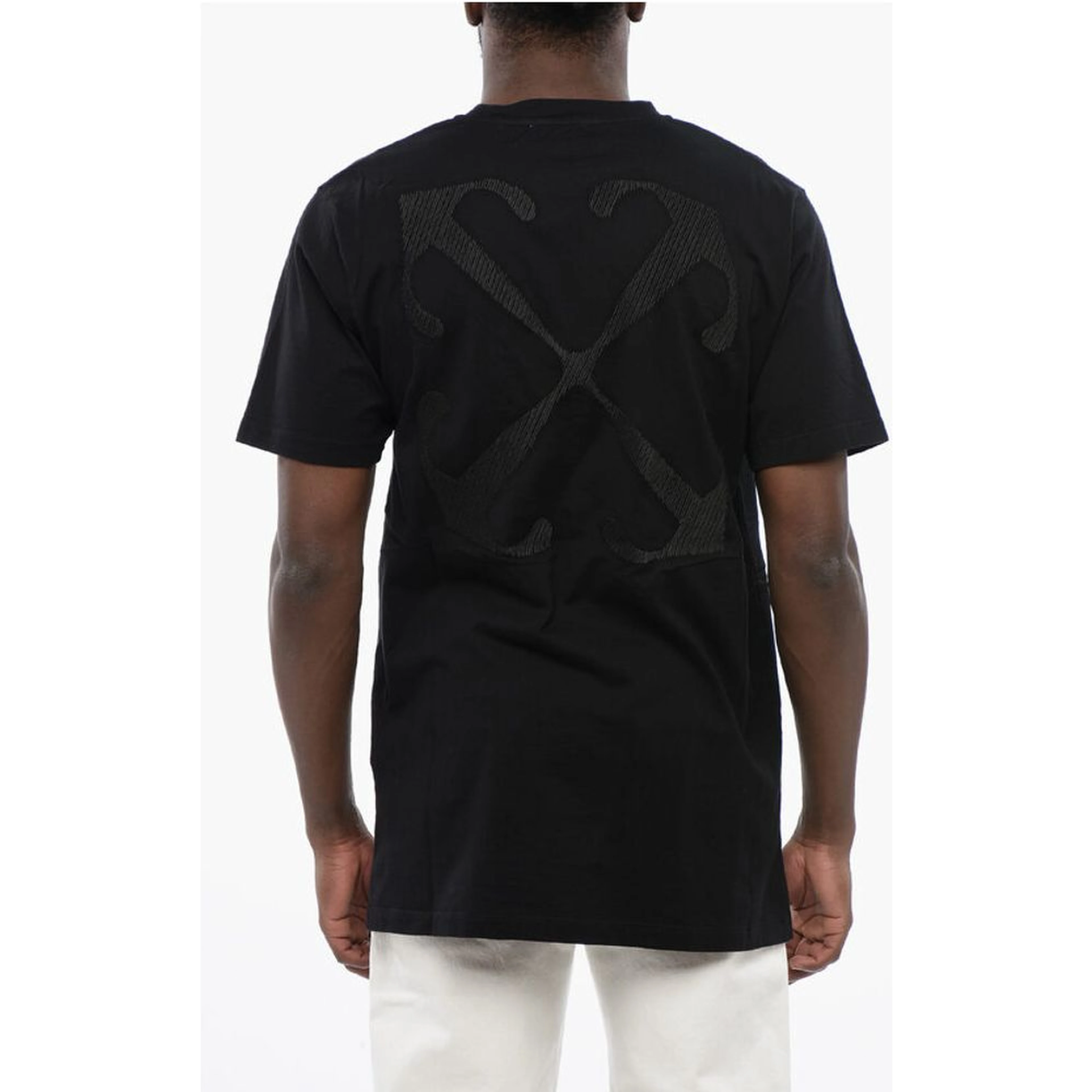Black Cotton ARROW Crew-neck T-shirt
