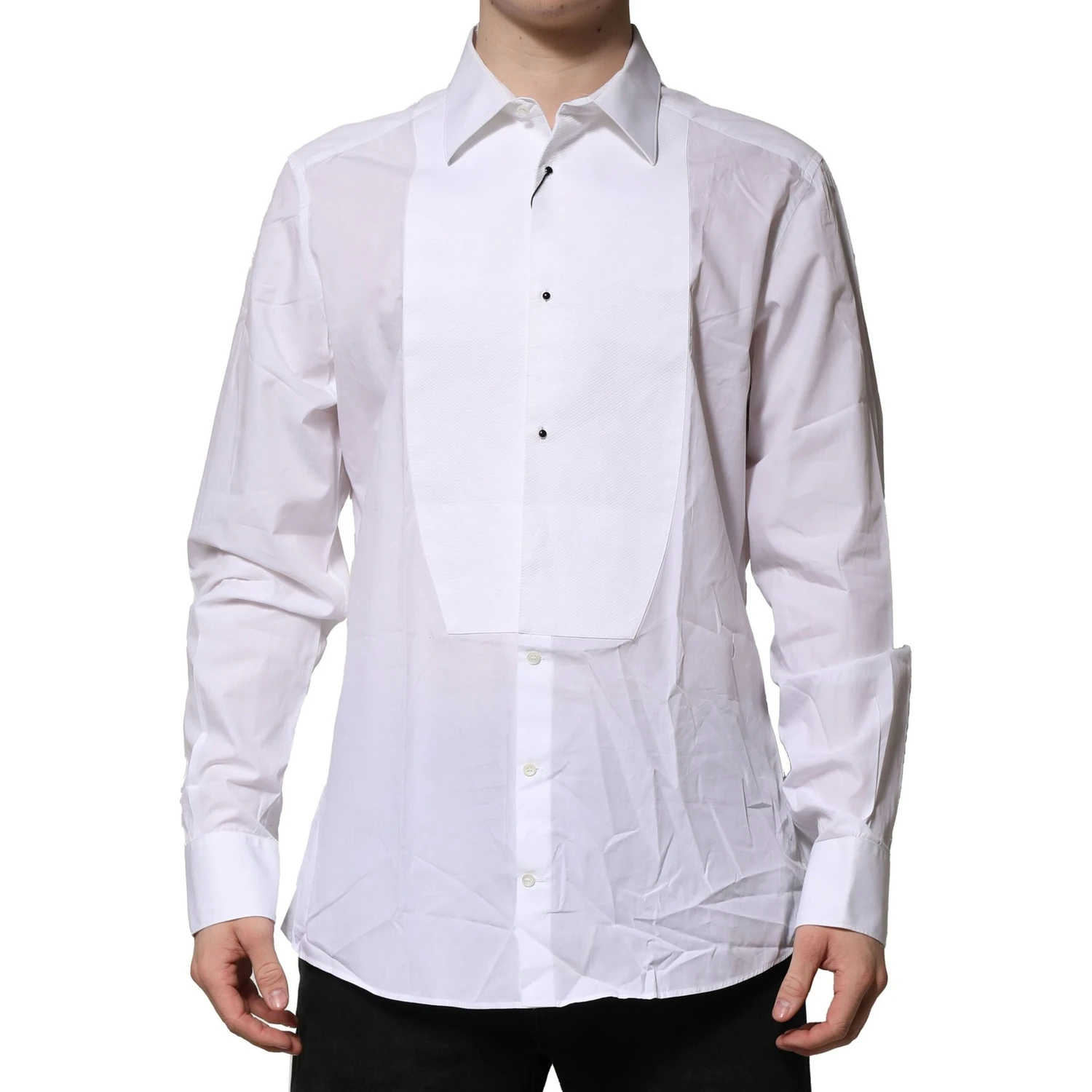 White Bib Cotton Poplin GOLD Formal Shirt