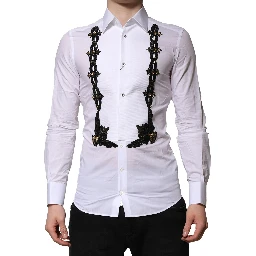 White GOLD Embellished Formal Men Dress Shirt