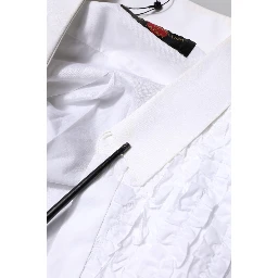 White Cotton Ruffled Detailing Formal Shirt