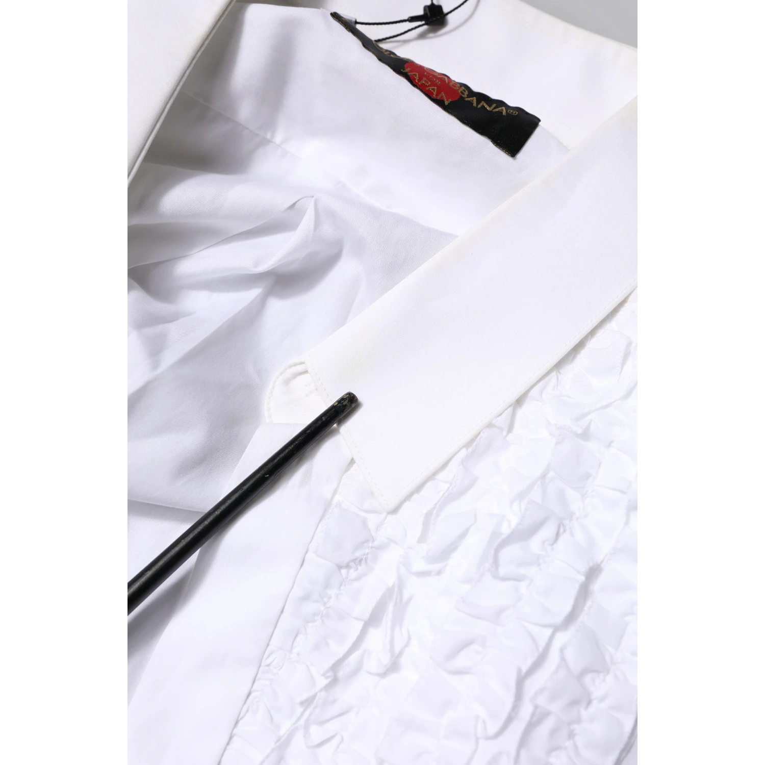 White Cotton Ruffled Detailing Formal Shirt