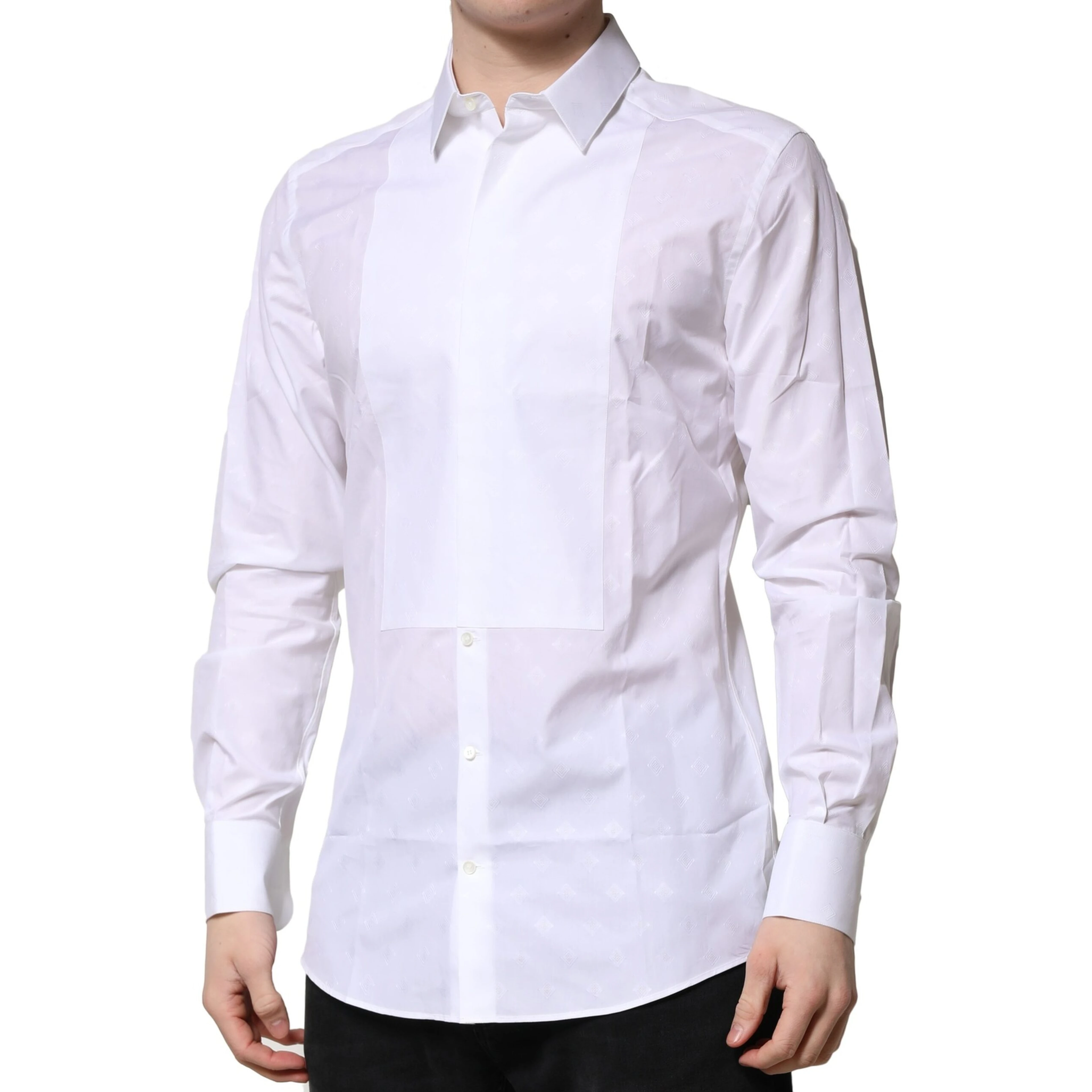 White Bib Cotton Poplin GOLD Formal Shirt
