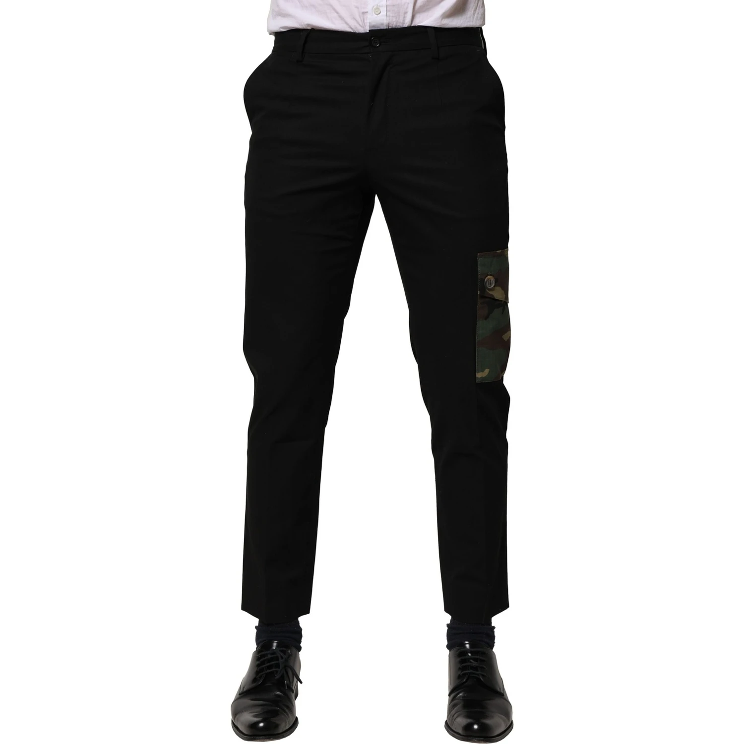 Black Cotton Cargo Dress Men Pants