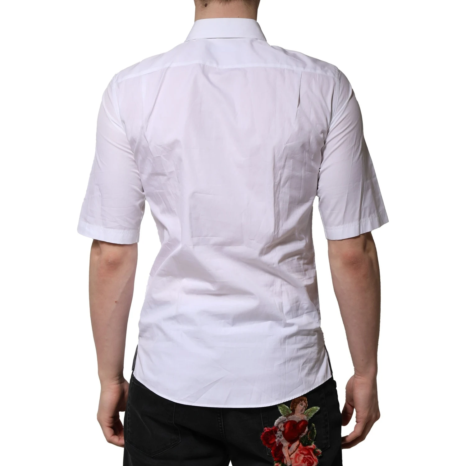 White Cotton Short Sleeves Dress Formal Shirt