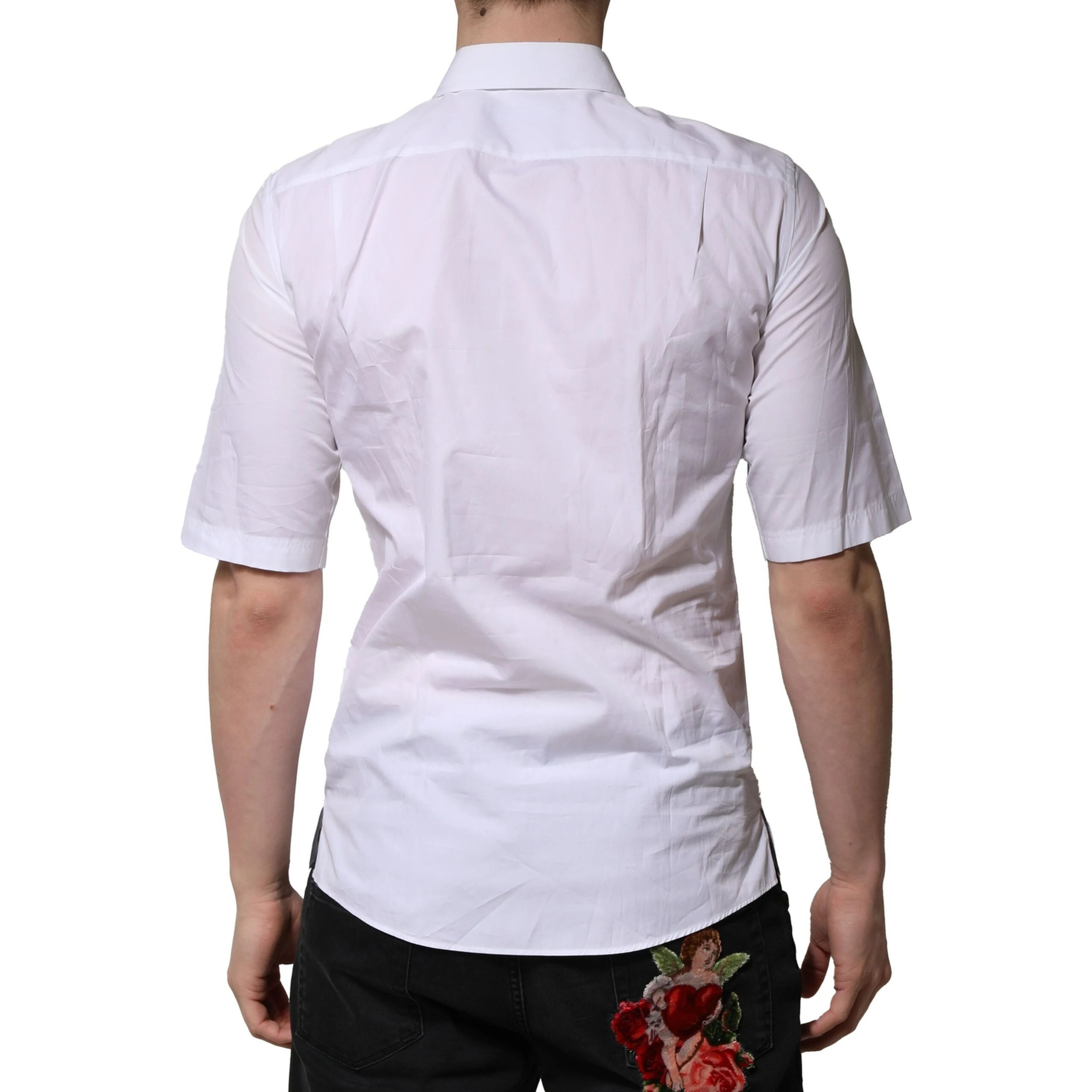 White Cotton Short Sleeves Dress Formal Shirt