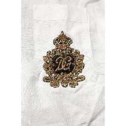 White DG Crown Embellish Dress Formal Shirt