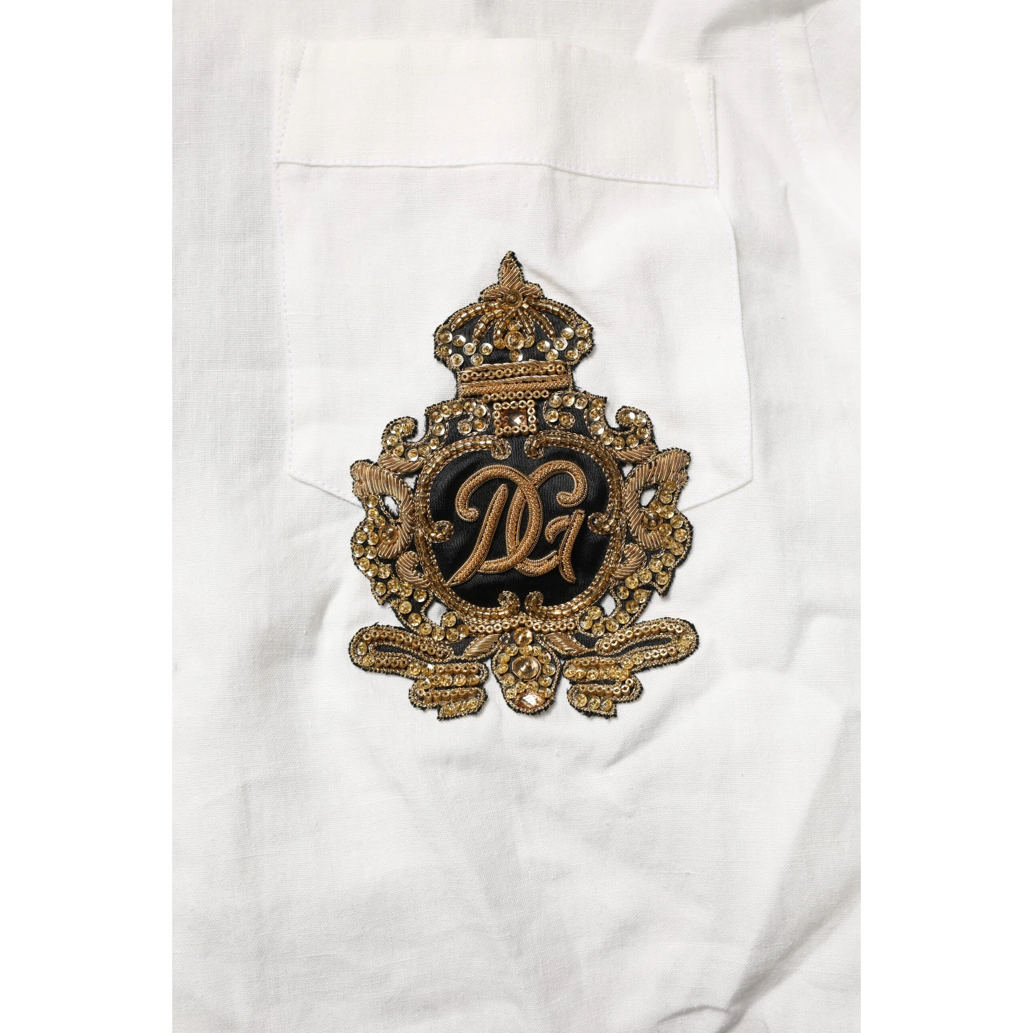 White DG Crown Embellish Dress Formal Shirt