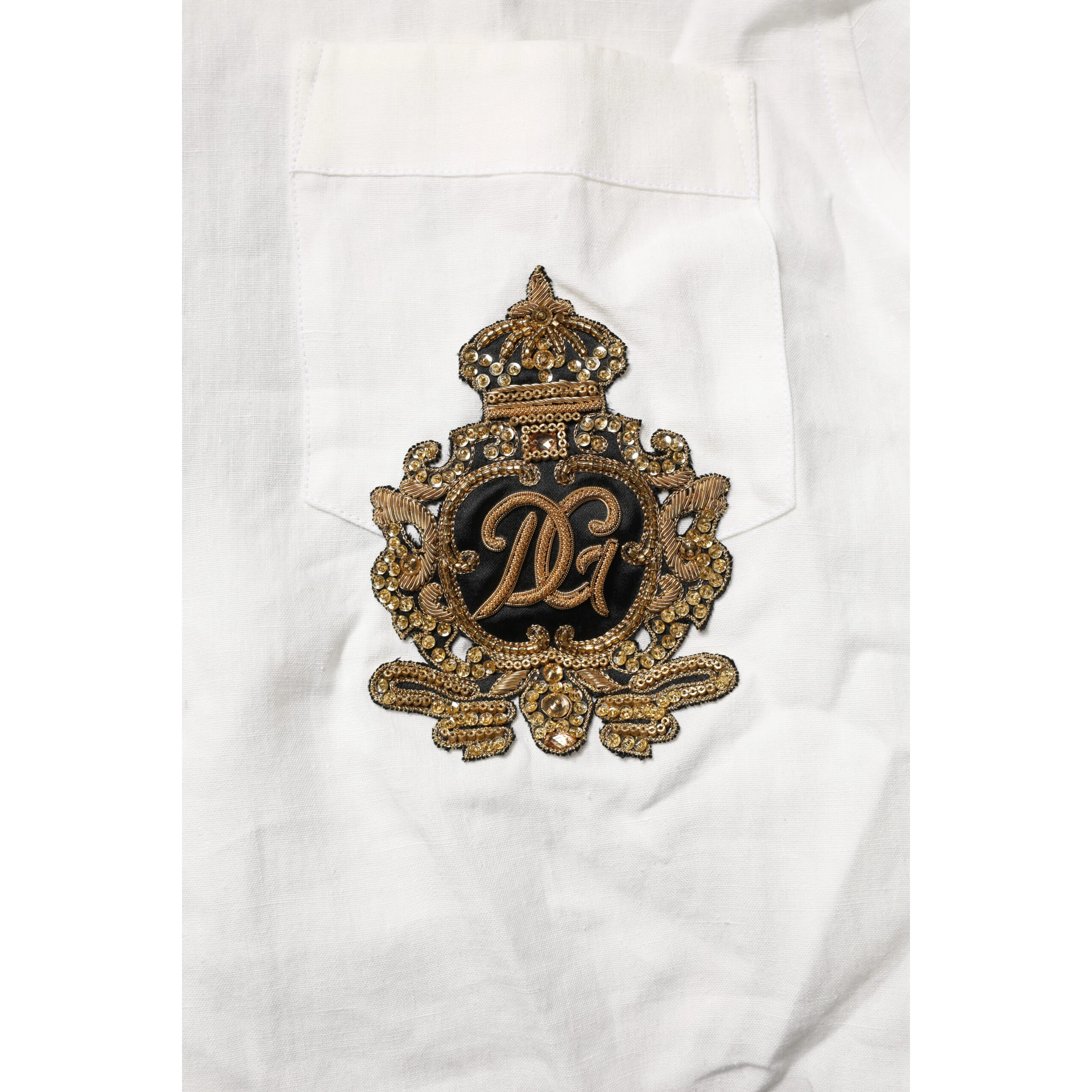 White DG Crown Embellish Dress Formal Shirt