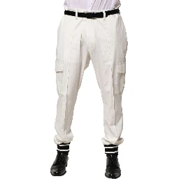 White Cotton Cargo Jogger Men Pants