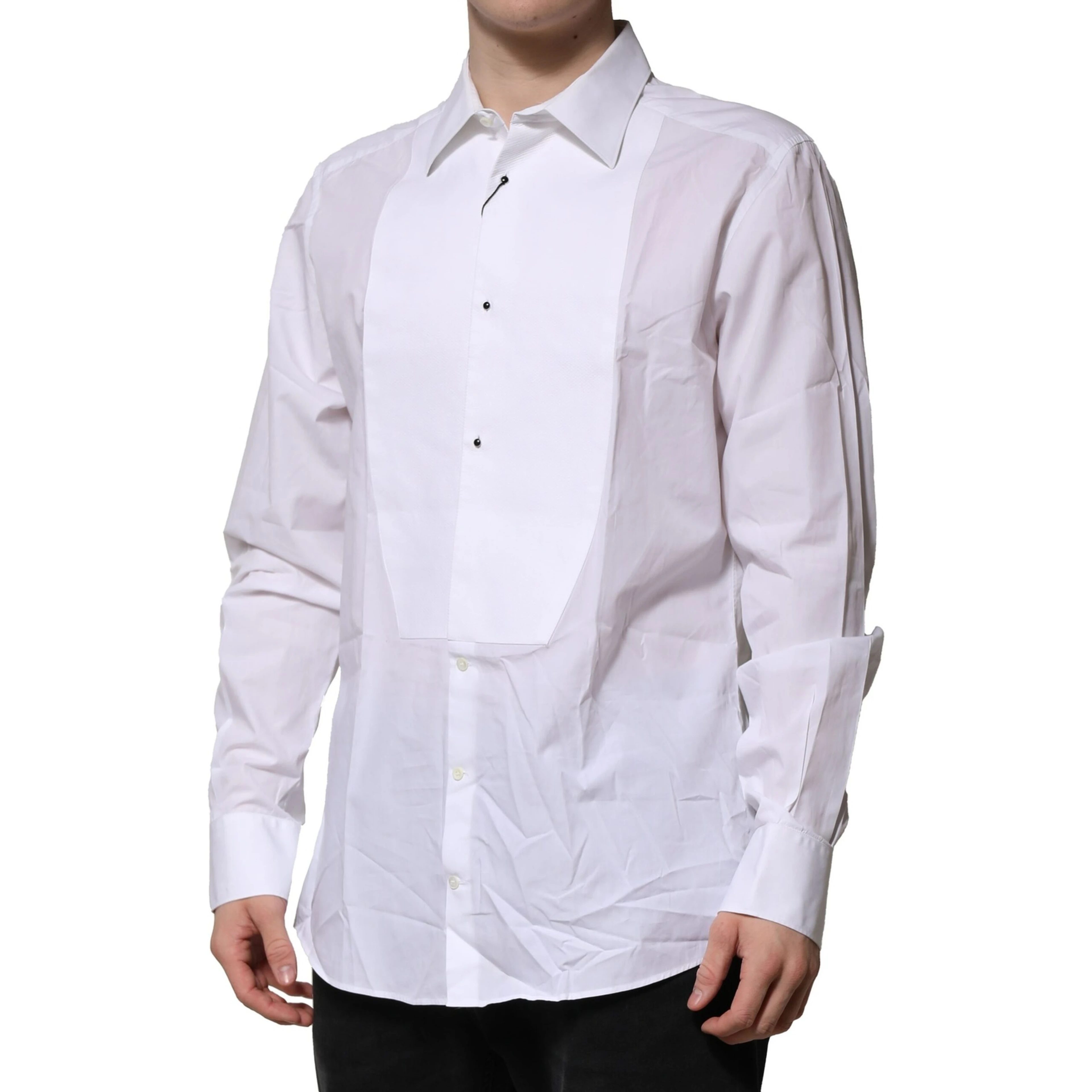 White Bib Cotton Poplin GOLD Formal Shirt