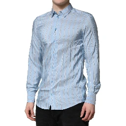 Light Blue MARTINI Striped Formal Dress Shirt