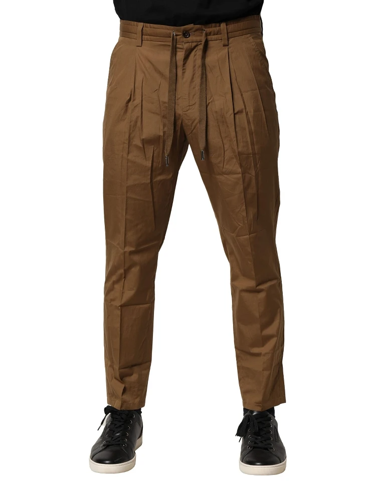 Brown Cotton Chino Mid Waist Men Pants alternative