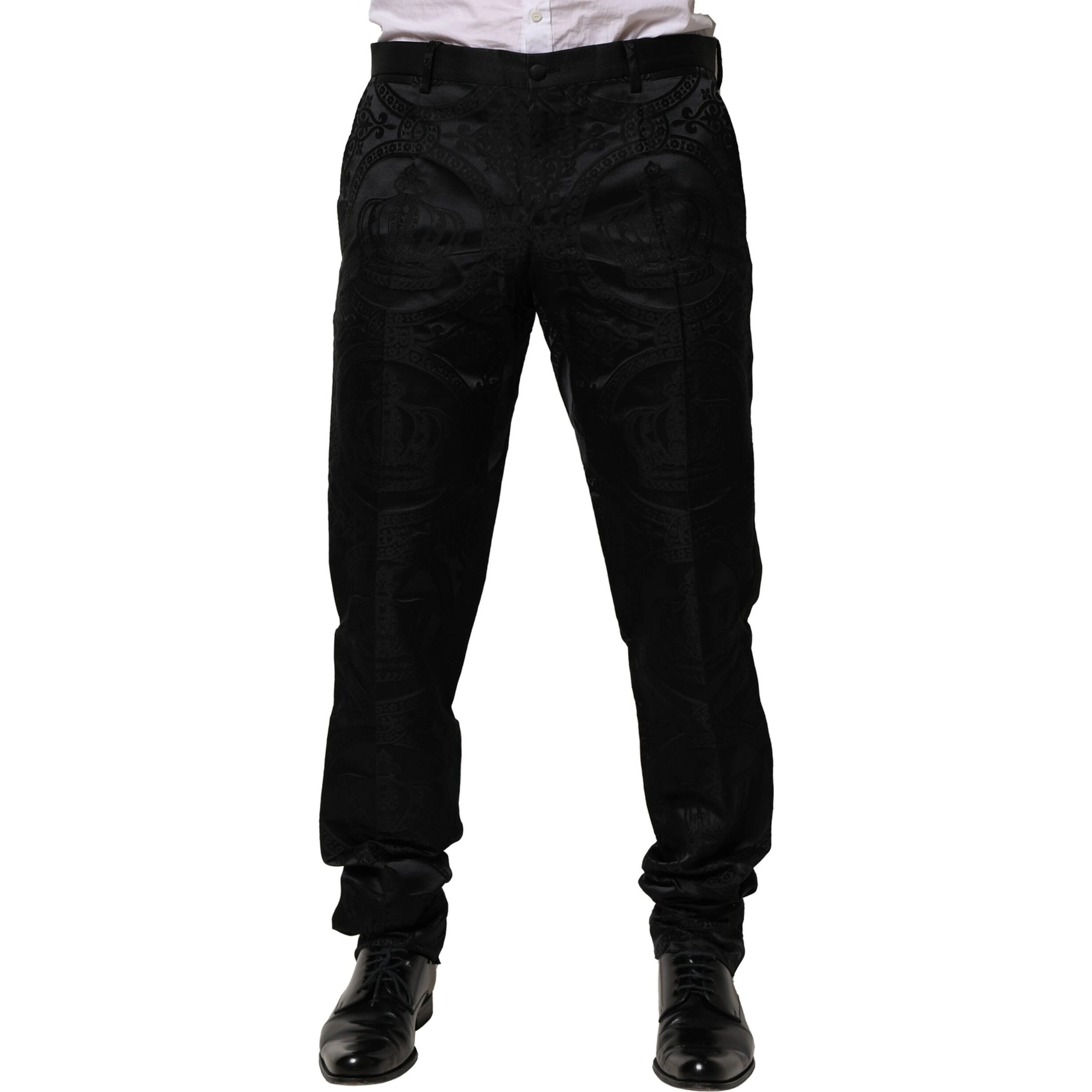 Black Cotton DG Crown Dress Pants