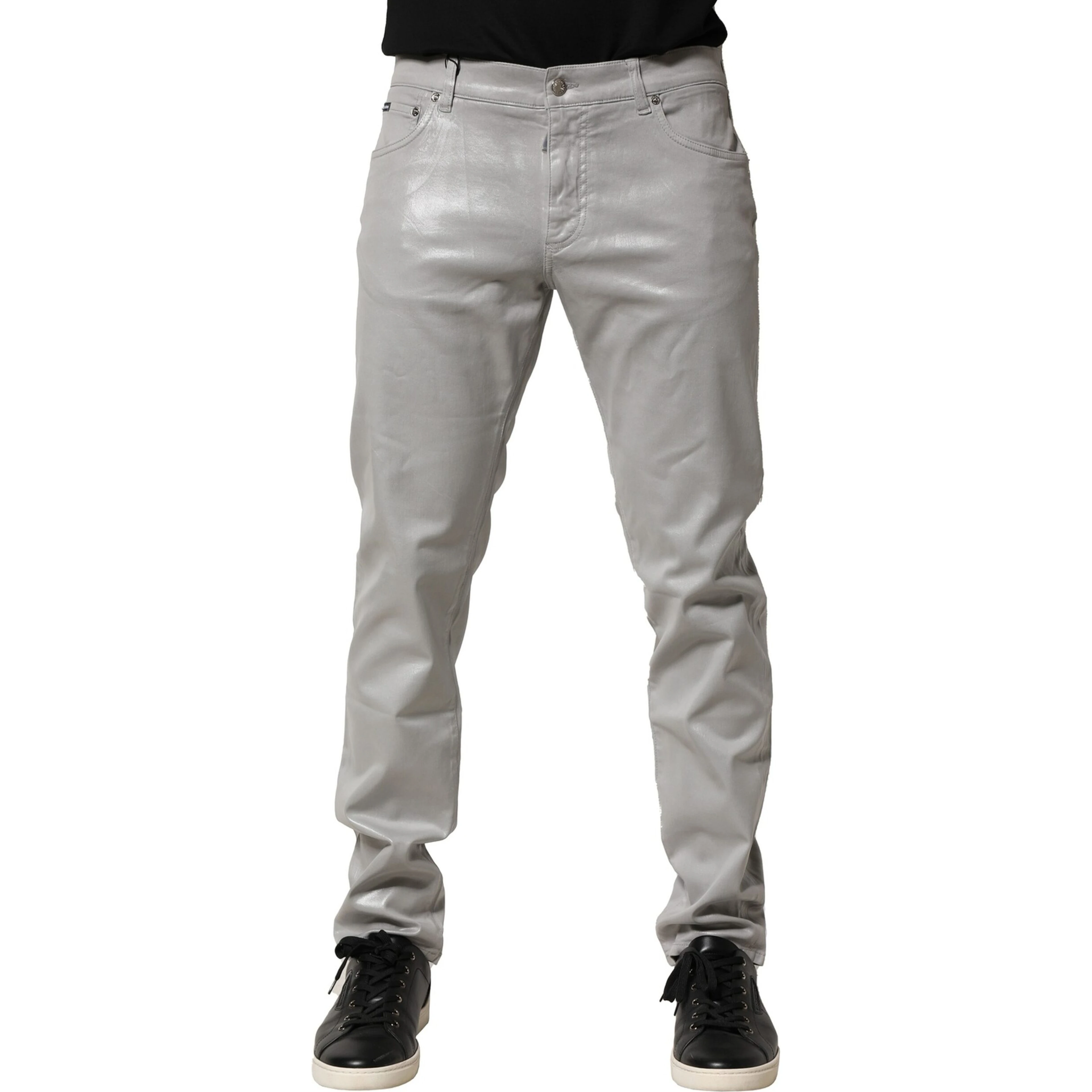 Silver Cotton Stretch Slim Denim Jeans