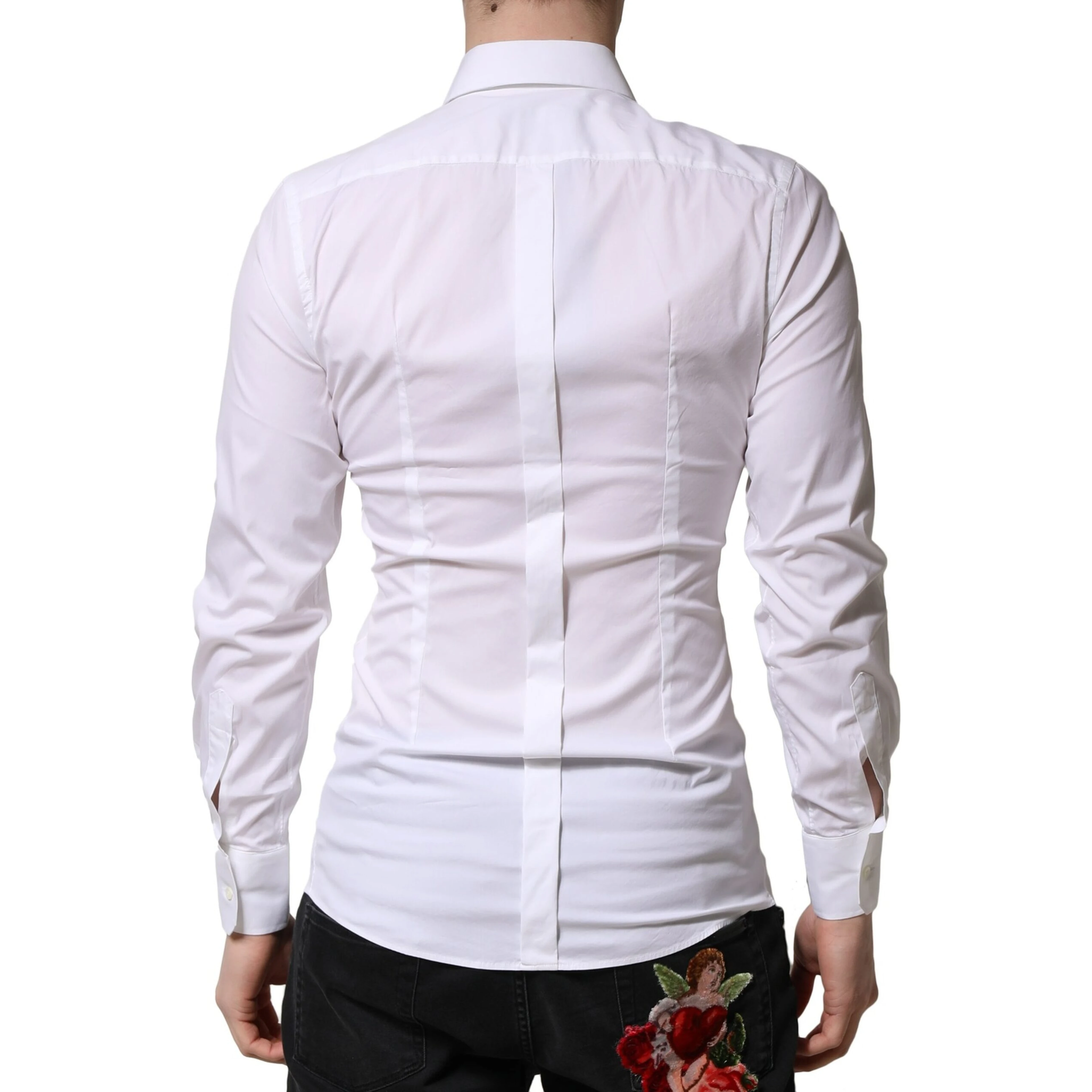 White GOLD Long Sleeves Men Dress Formal Shirt