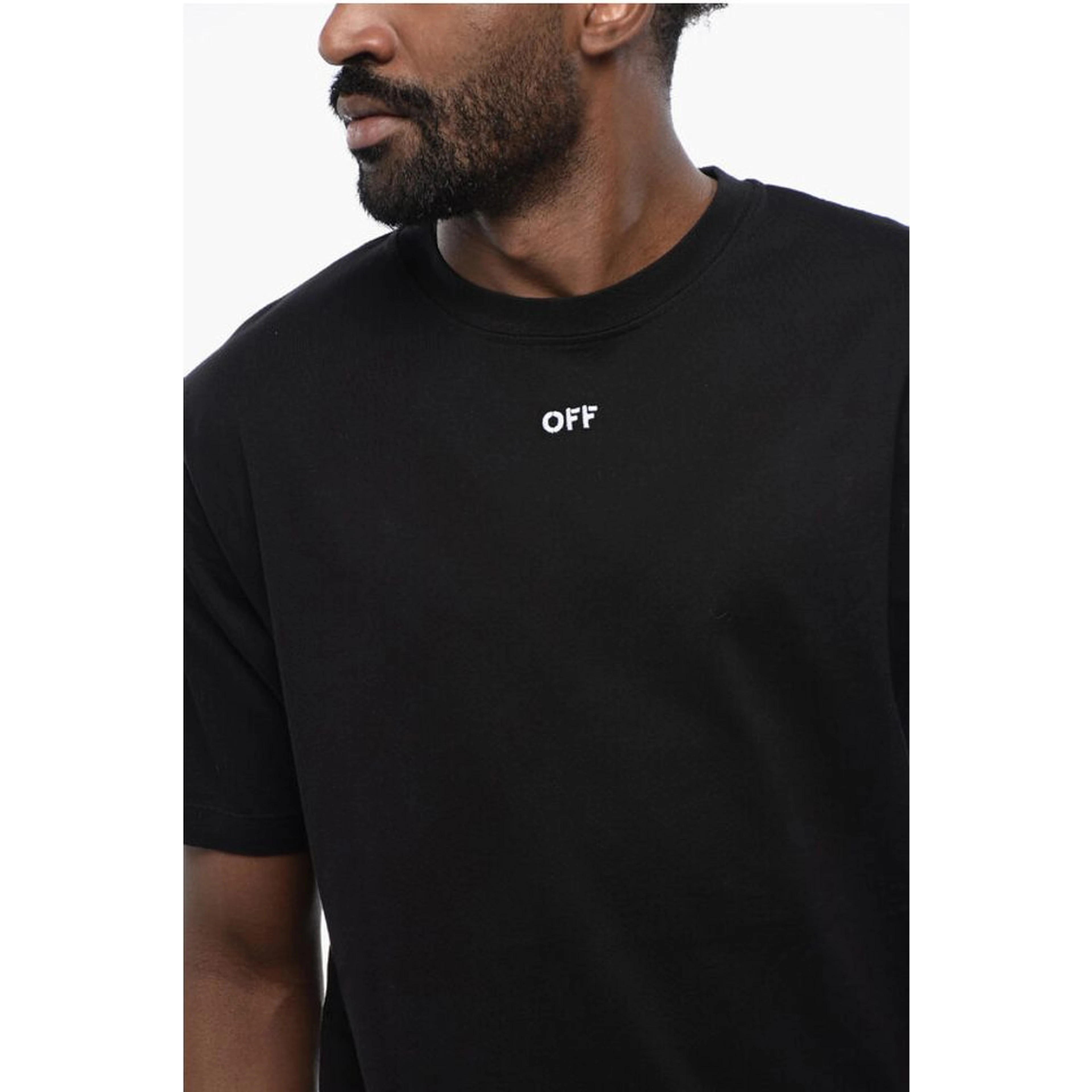 Black Cotton ARROW Crew-neck T-shirt