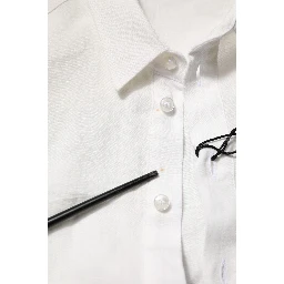 White DG Crown Embellish Dress Formal Shirt