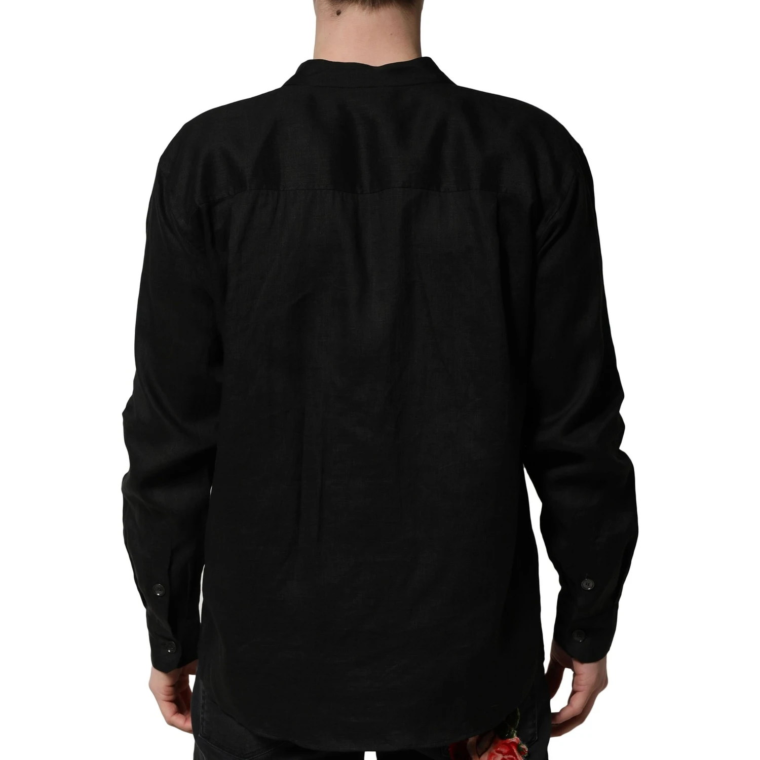 Black Linen Long Sleeves Men Casual Shirt