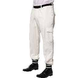 White Cotton Cargo Jogger Men Pants