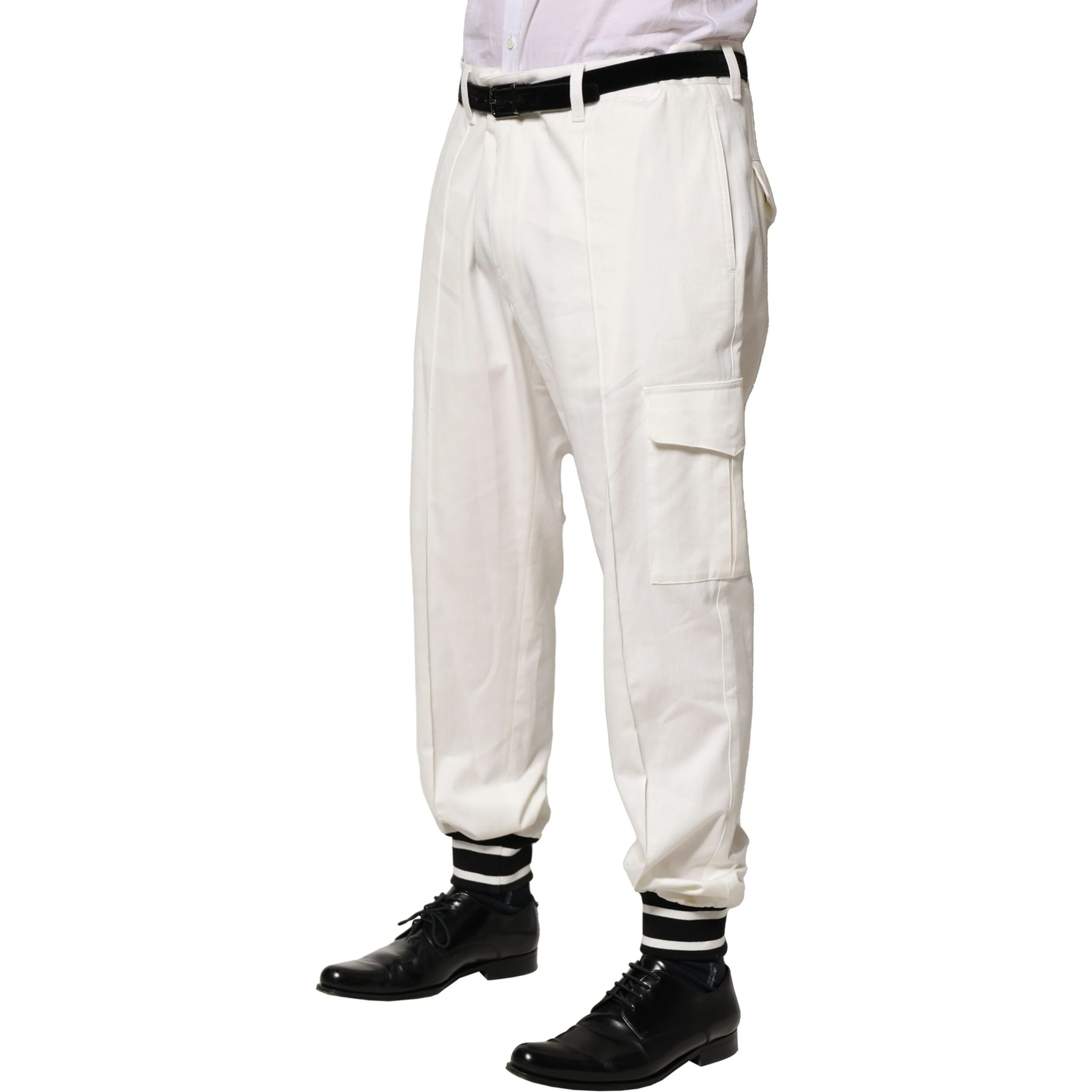 White Cotton Cargo Jogger Men Pants