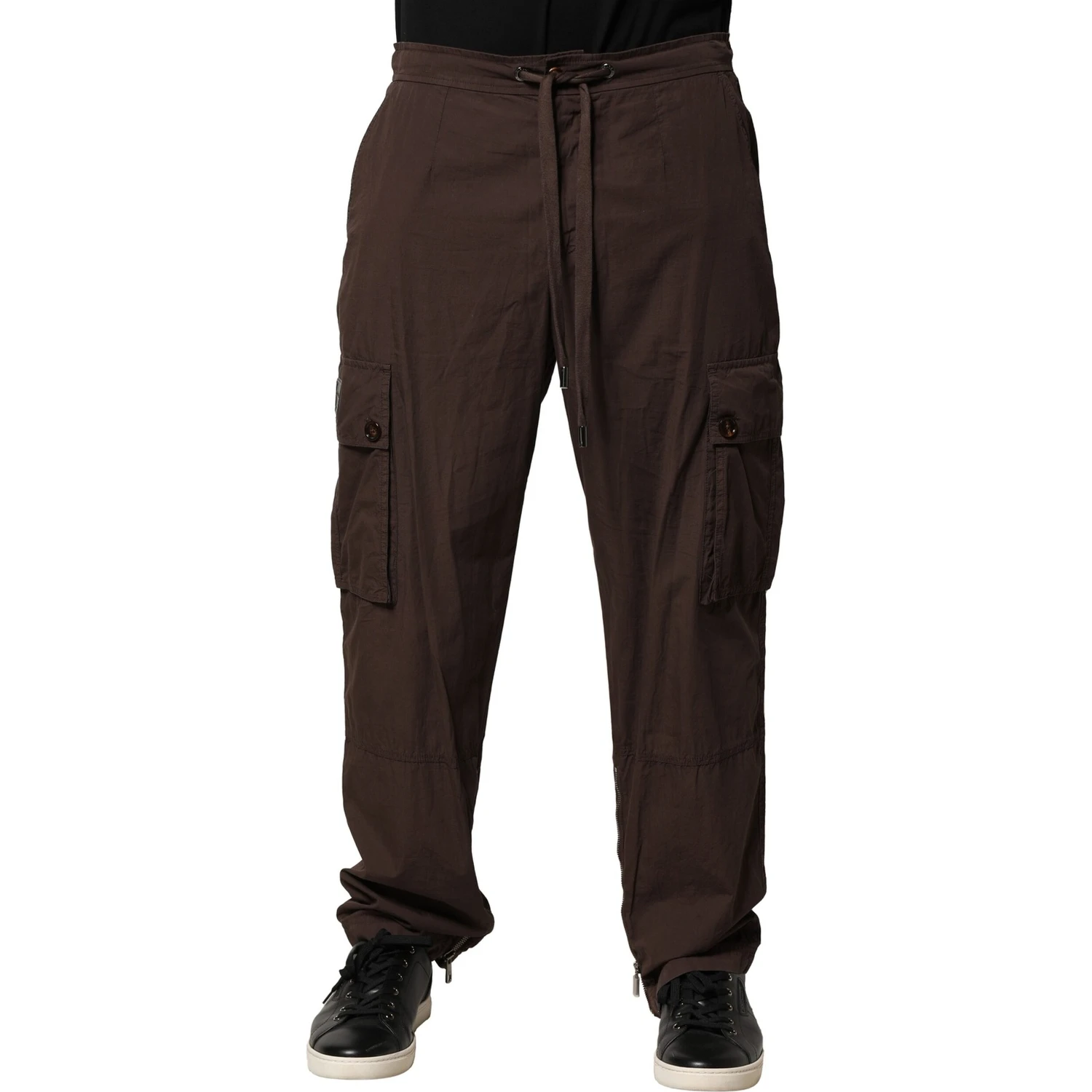 Brown Cotton Cargo Jogger Men Pants