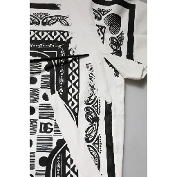 White Bandana Cotton Men Crew Neck T-shirt