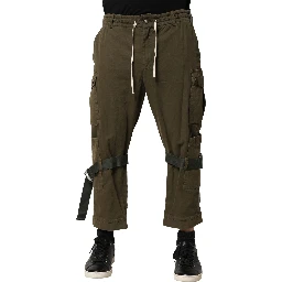 Brown Cotton Cargo Drawstring Pants