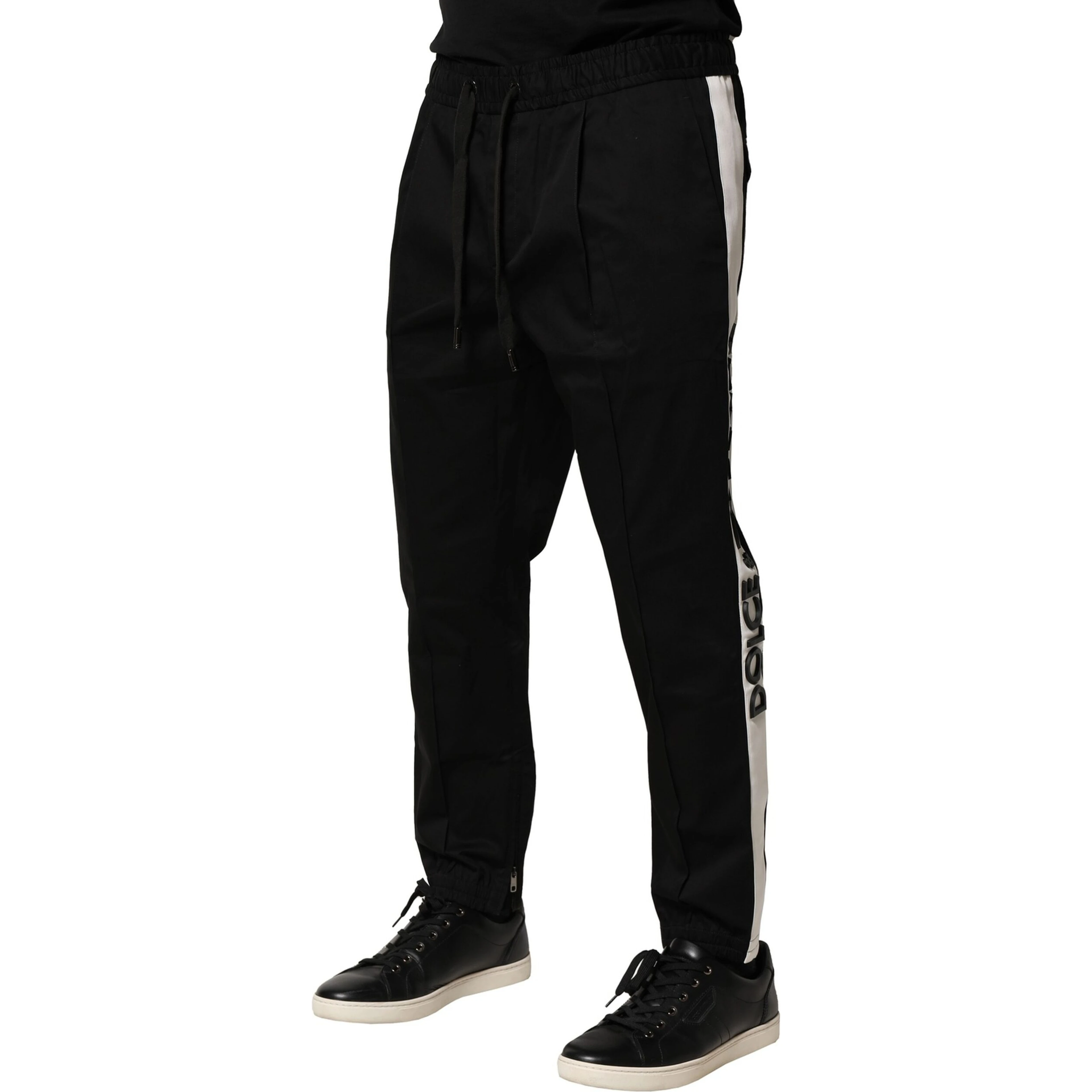 Black Cotton Mid Waist Jogger Pants