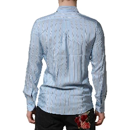Light Blue MARTINI Striped Formal Dress Shirt