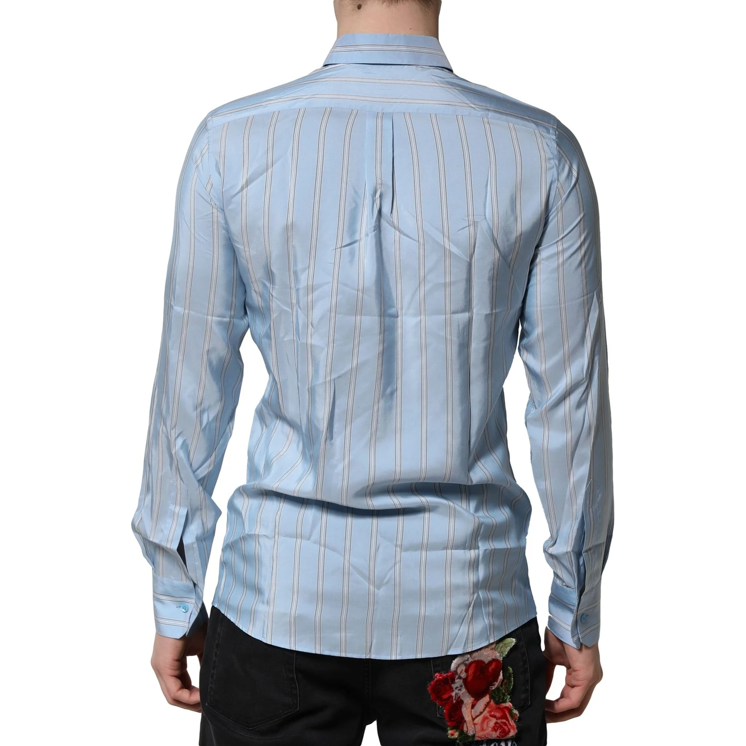 Light Blue MARTINI Striped Formal Dress Shirt