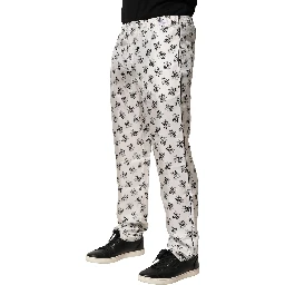 White Floral Silk Casual Lounge Pants