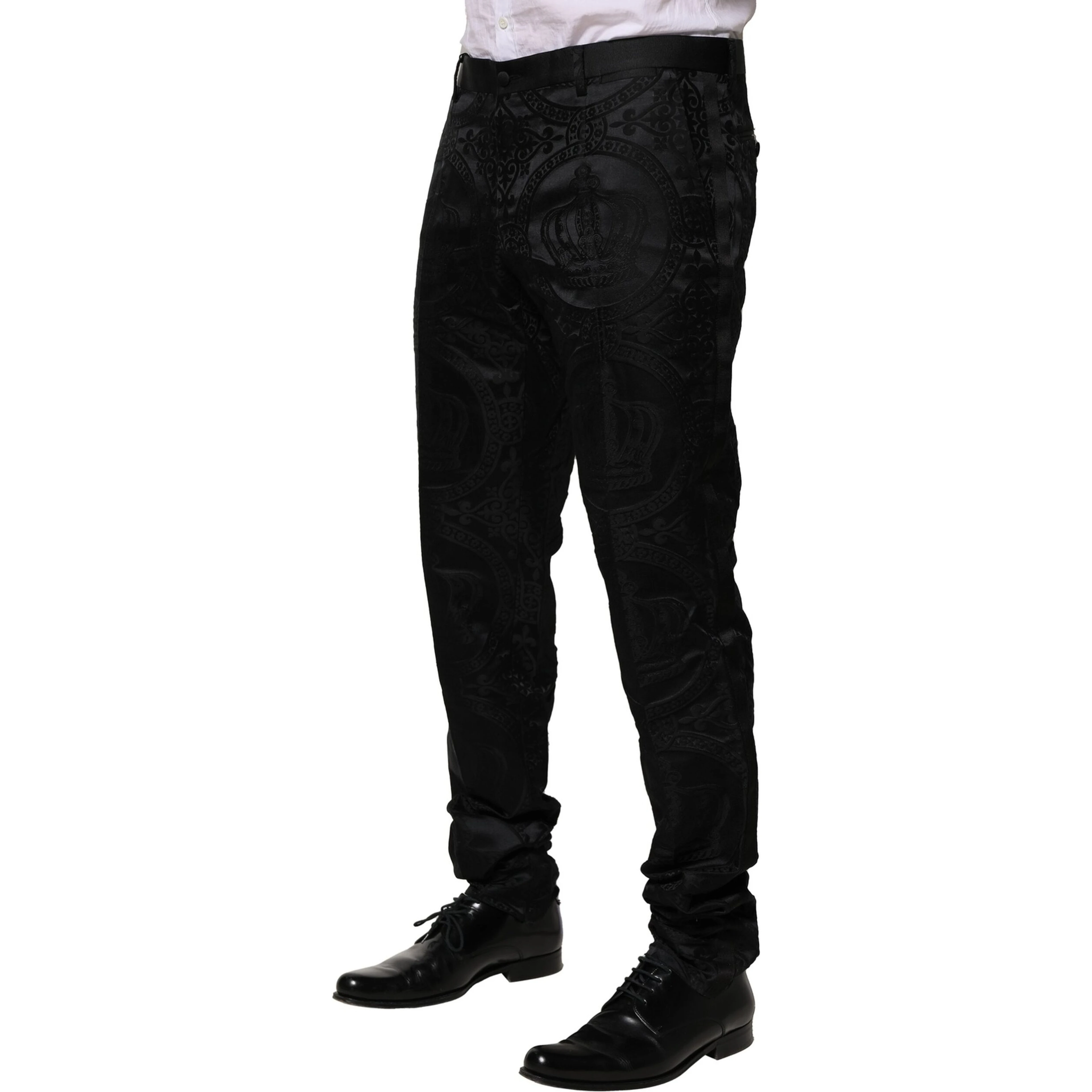 Black Cotton DG Crown Dress Pants