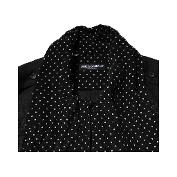 Black Polka Dot Collar Tie Neck Casual Shirt