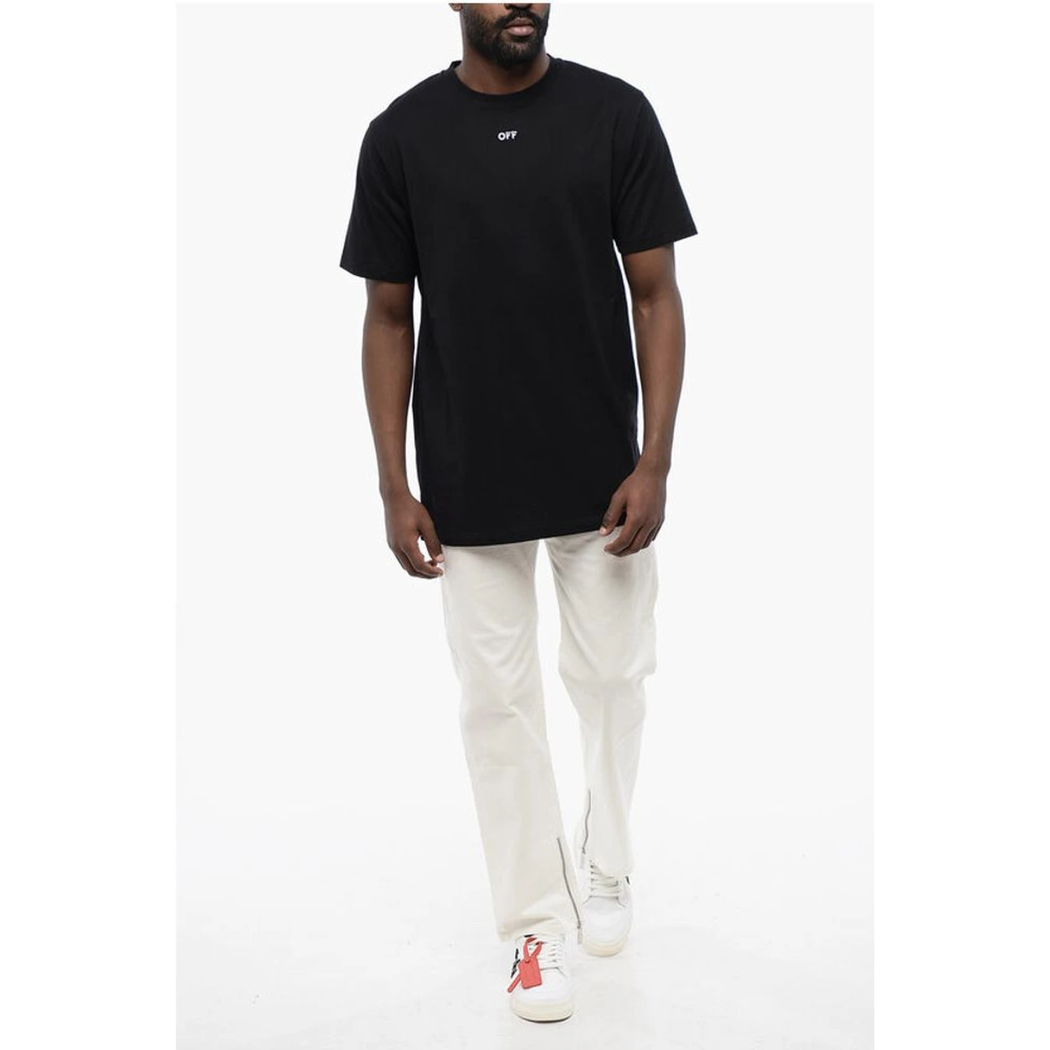 Black Cotton ARROW Crew-neck T-shirt