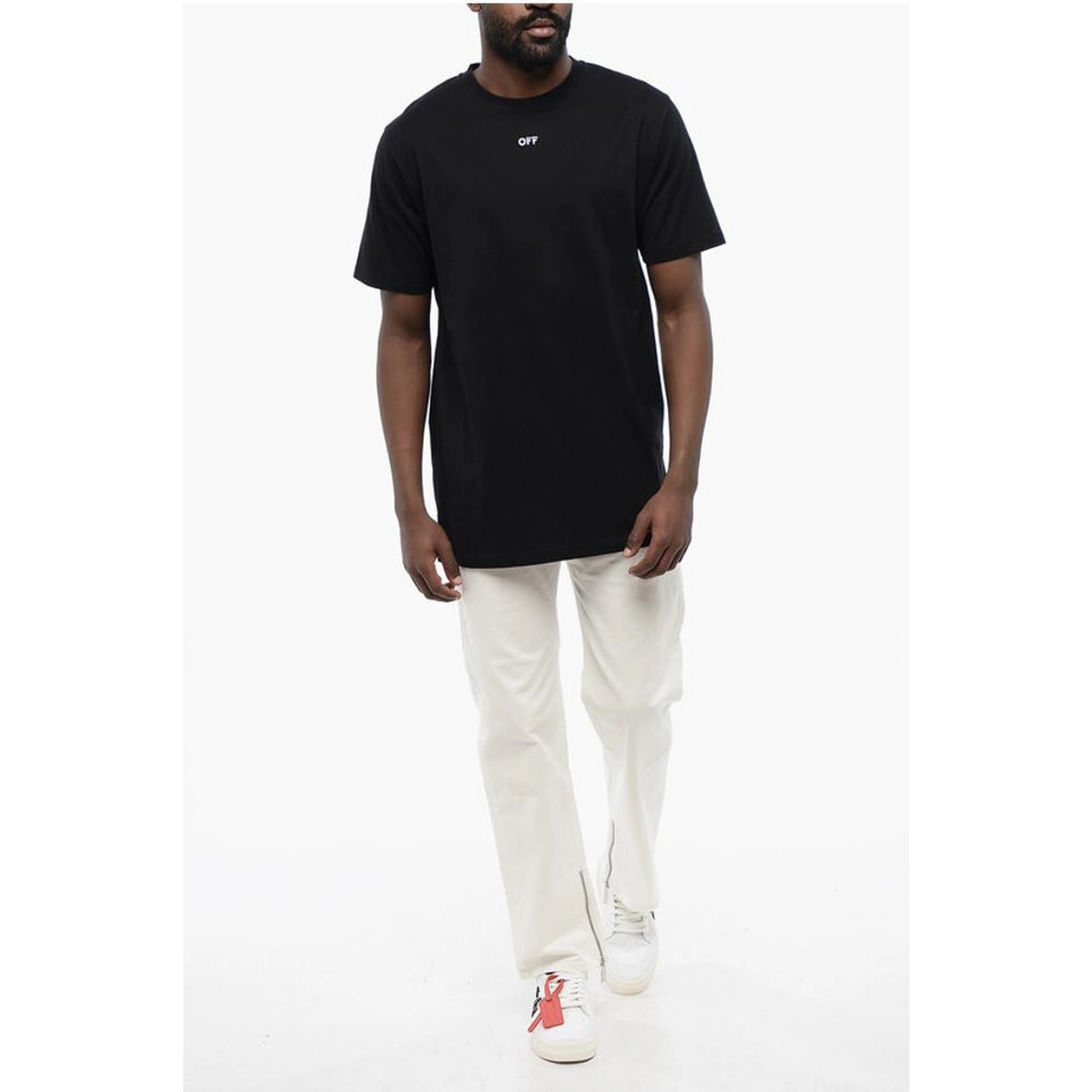 Black Cotton ARROW Crew-neck T-shirt