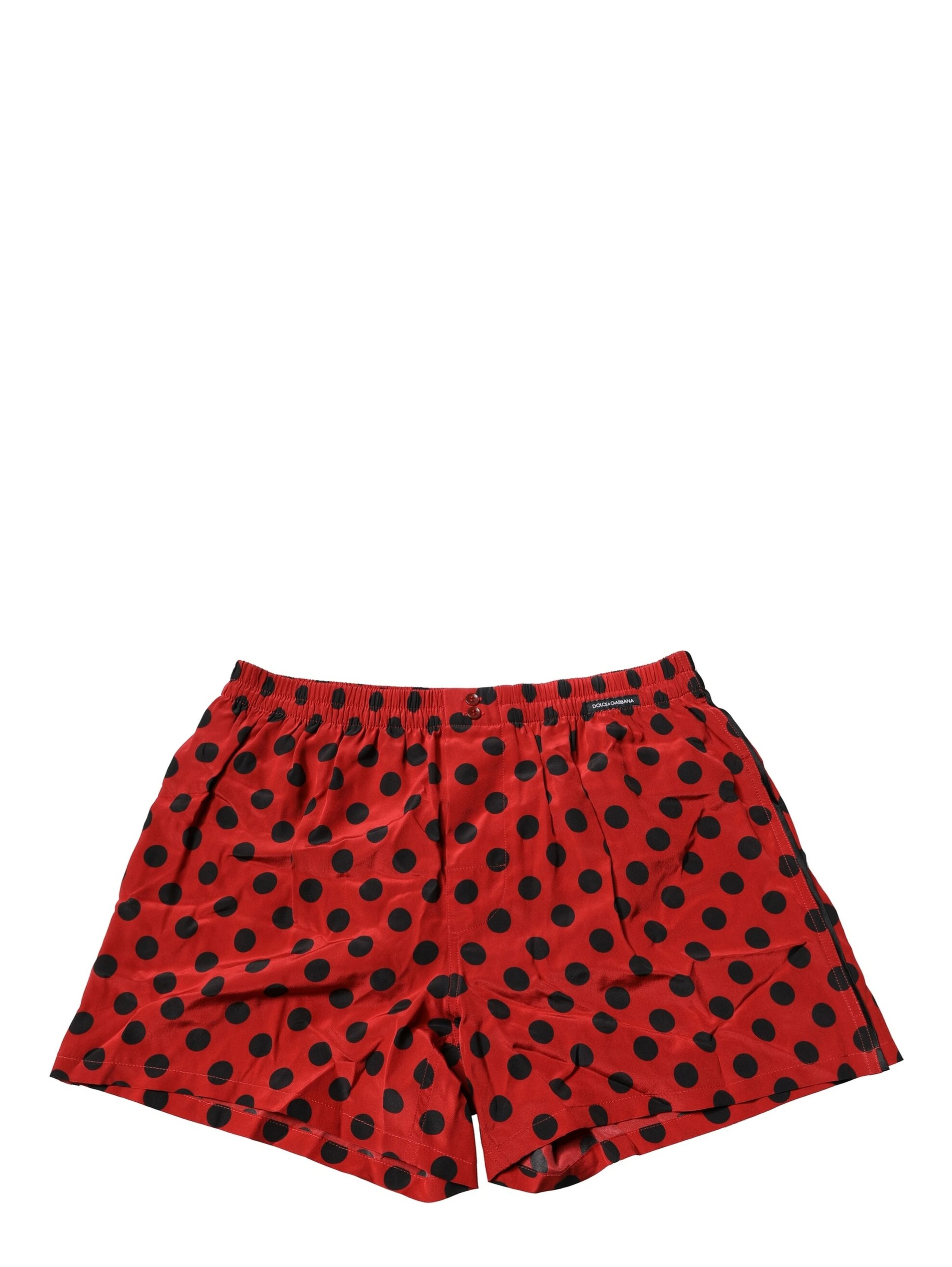 Red Silk Polka Dot Boxer Shorts Underwear