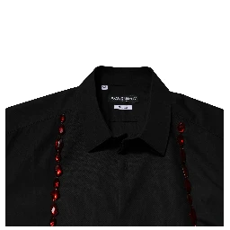 Black Crystal GOLD Formal Men Dress Shirt