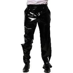 Black Nylon Straight Men Pants