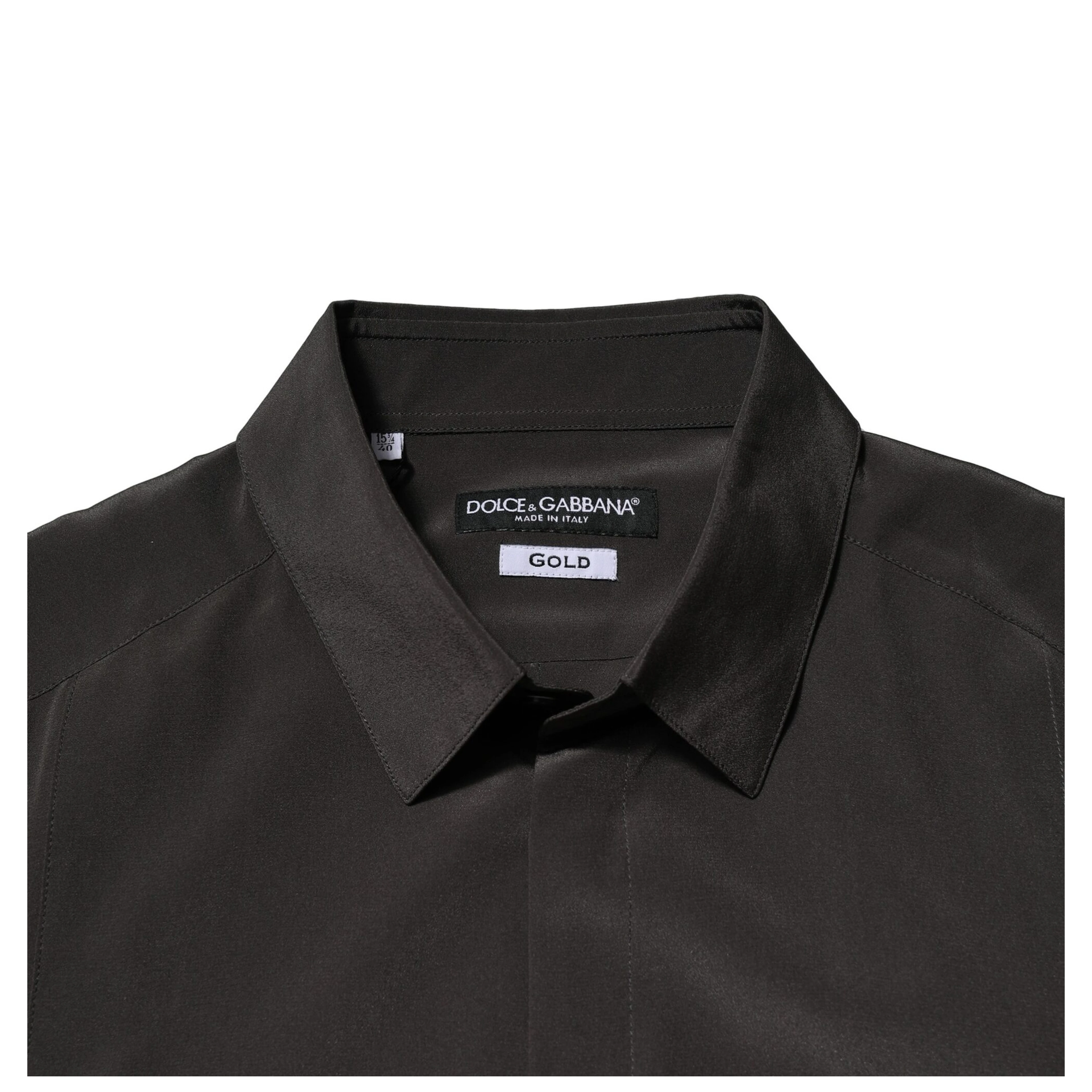 Dark Brown Silk GOLD Men Dress Formal Shirt