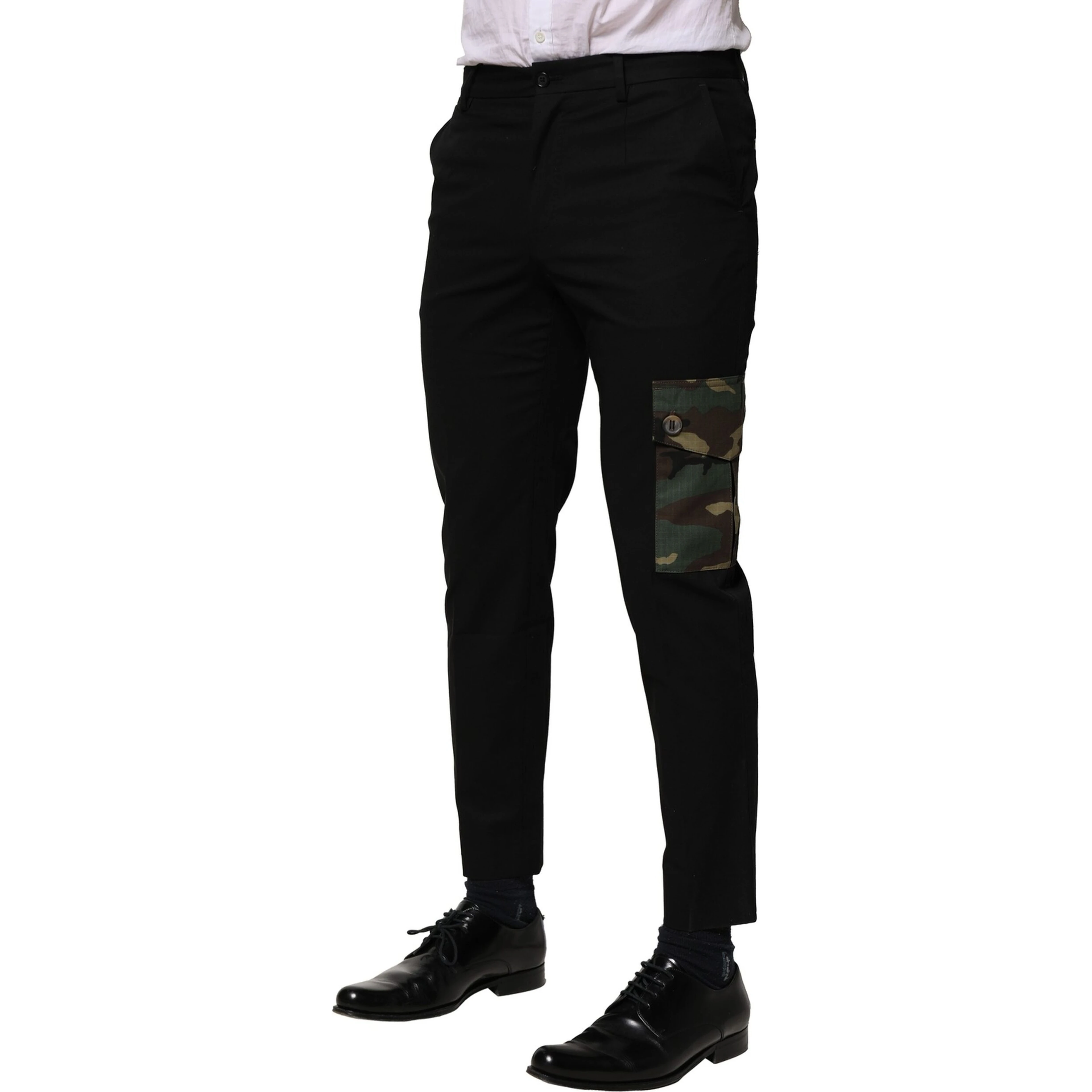 Black Cotton Cargo Dress Men Pants