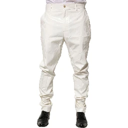 White Nylon Tapered Dress Men Pants