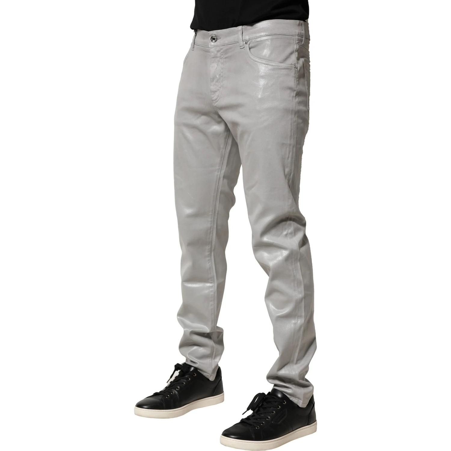 Silver Cotton Stretch Slim Denim Jeans