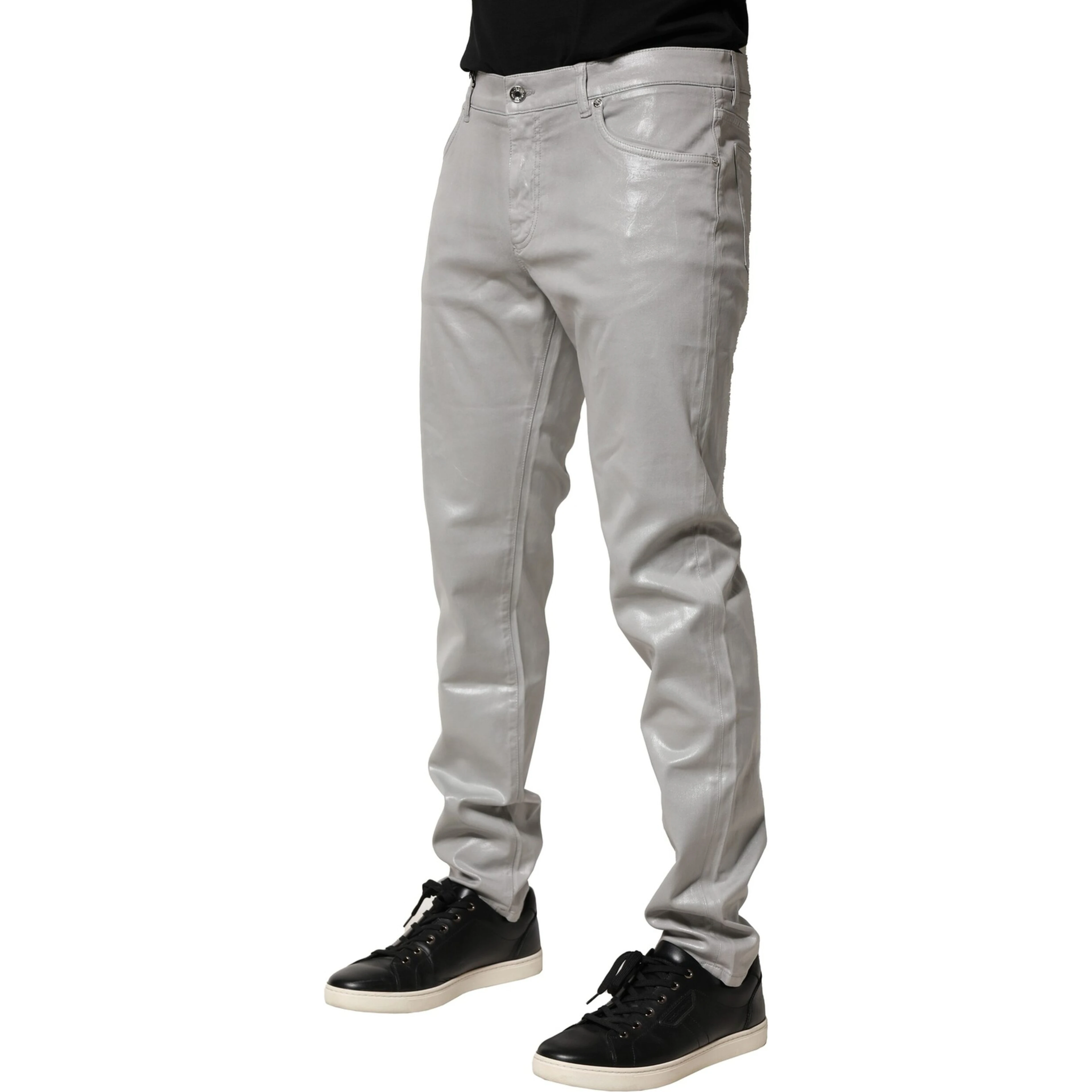 Silver Cotton Stretch Slim Denim Jeans