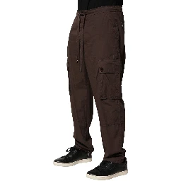 Brown Cotton Cargo Jogger Men Pants